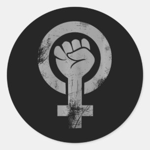Pegatina Redonda Símbolo feminista feminista resiste feminismo