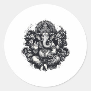 Pegatina Redonda Símbolo Ganesh Yoga Hindú Dios Elefante Ganesha Pu