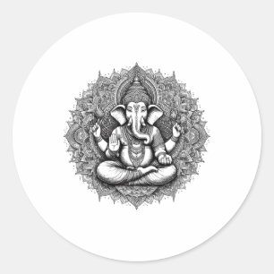 Pegatina Redonda Símbolo Ganesh Yoga Hindú Dios Elefante Ganesha Pu