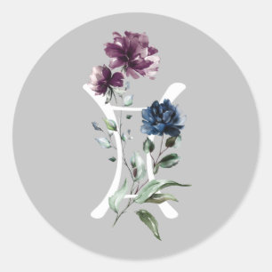 Pegatina Redonda Símbolo gémino zodiaco