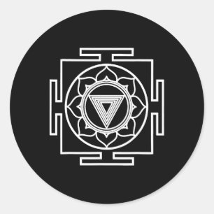 Pegatina Redonda Símbolo hindú Yantra Kali hinduismo yoga arte orie
