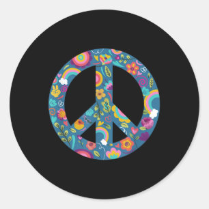 Pegatina Redonda Símbolo hippie símbolo de paz símbolo antiguerra f