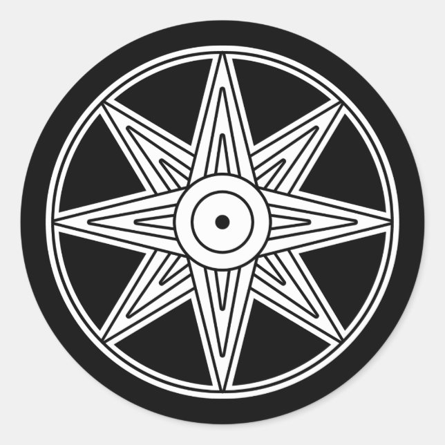 Pegatina Redonda Símbolo Inanna Star (Anverso)