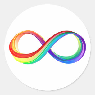 Pegatina Redonda Símbolo infinito arcoiris en capas