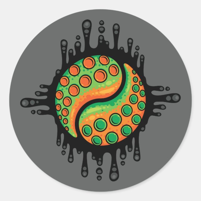 Pegatina Redonda Símbolo inky del pulpo Tentacle Yin Yang (Anverso)