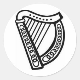 Pegatina Redonda Símbolo irlandés/celta de arpa