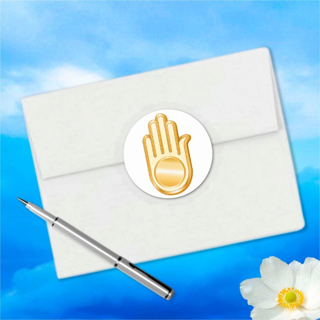 Pegatina Redonda Símbolo jain (Golden symbol of the Jain Faith. )