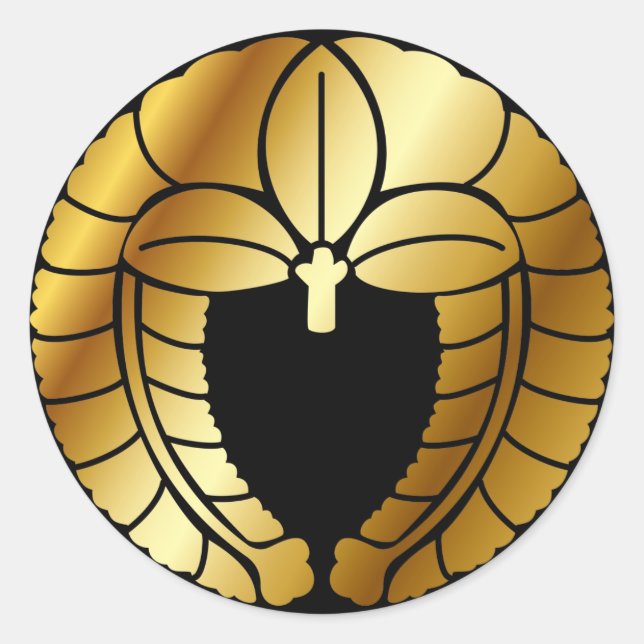 Pegatina Redonda Símbolo japonés del escudo familiar (KAMON) (Anverso)