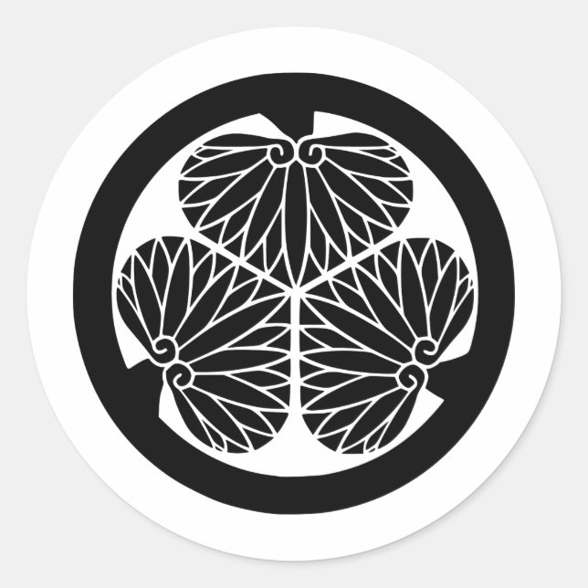 Pegatina Redonda Símbolo japonés del escudo KAMON de la familia (Anverso)