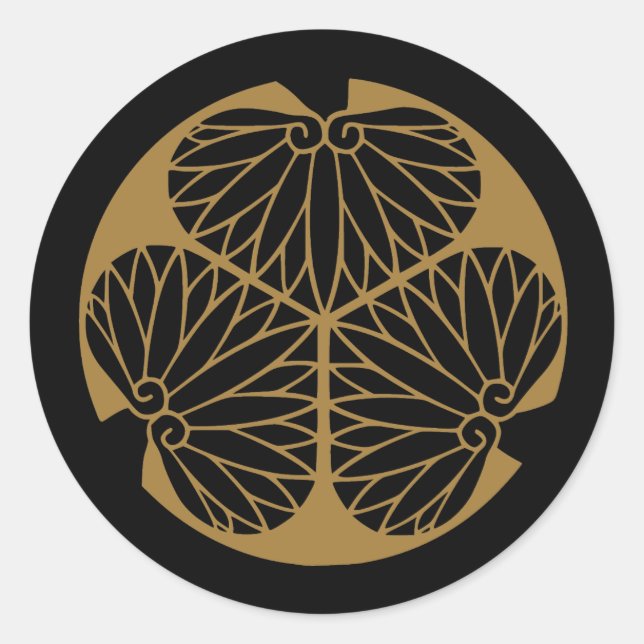 Pegatina Redonda Símbolo japonés del escudo KAMON de la familia (Anverso)