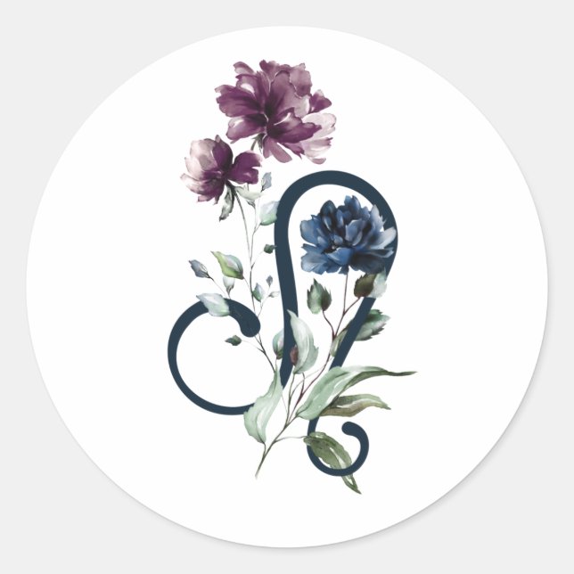 Pegatina Redonda Símbolo Leo Zodiac (Anverso)