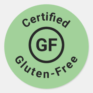 Pegatina Redonda Símbolo libre de gluten certificado verde