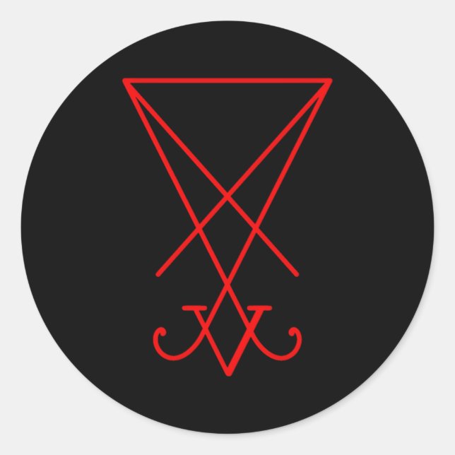 Pegatina Redonda Símbolo Lucifer Sigil Luciferian 666 Occult Satani (Anverso)