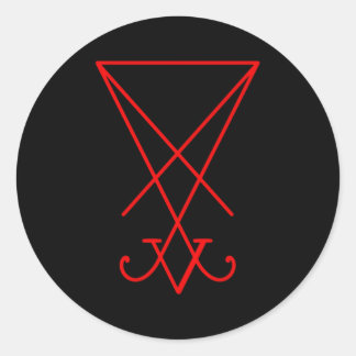 Pegatina Redonda Símbolo Lucifer Sigil Luciferian 666 Occult Satani