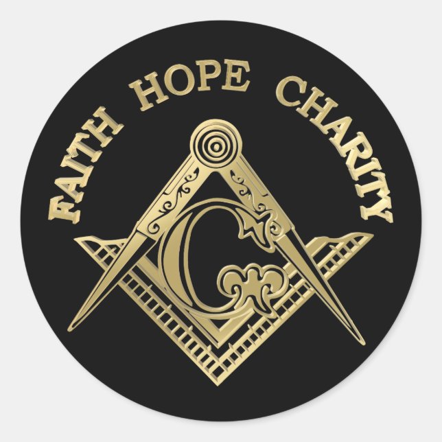 Pegatina Redonda Símbolo masónico (Anverso)