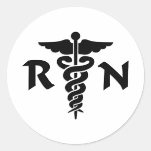 Pegatina Redonda Símbolo médico de enfermeras RN