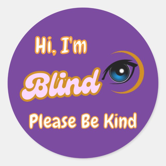 Pegatina Redonda símbolo morado ciego (Anverso)