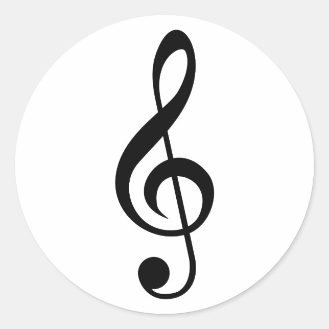 Pegatina Redonda Símbolo musical Treble Clef G-Clef (Anverso)