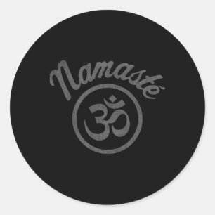 Pegatina Redonda Símbolo Namaste Aum Vintage Boho
