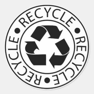 Pegatina Redonda Símbolo negro de reciclaje Eco Día de la Tierra Ha
