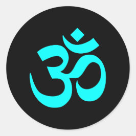 Pegatina Redonda Símbolo negro y acuático Om