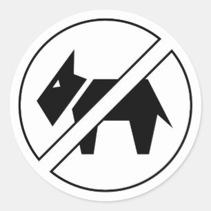 Pegatina Redonda Símbolo negro y blanco negrita sin perros permitid
