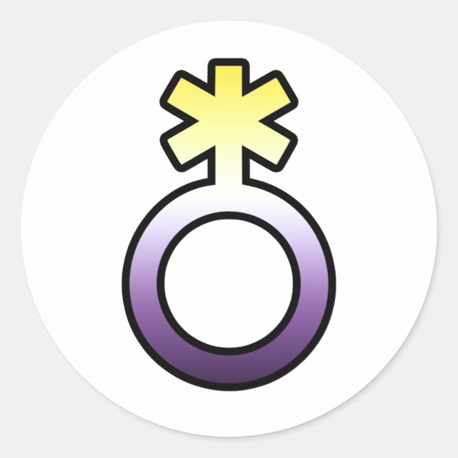 Pegatina Redonda Símbolo no binario (Anverso)