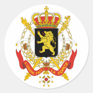 Pegatina Redonda Símbolo oficial del escudo de armas de Bélgica
