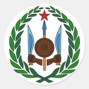Pegatina Redonda Símbolo oficial del escudo de armas de Djibouti