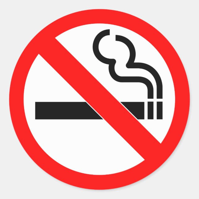 Pegatina Redonda Símbolo oficial internacional de no fumar (Anverso)