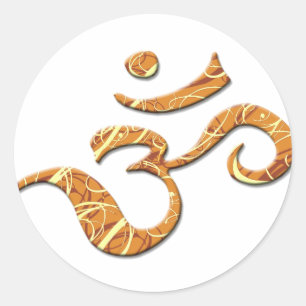 Pegatina Redonda Símbolo Ohm en bronce (Pegatina)