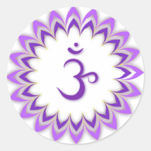 Pegatina Redonda Símbolo Om / Crown Chakra