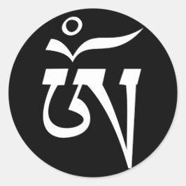 Pegatina Redonda Símbolo Om Escritura del Idioma Tibetano