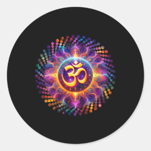 Pegatina Redonda Símbolo Om Ohm Aum Espiritual Yoga _4