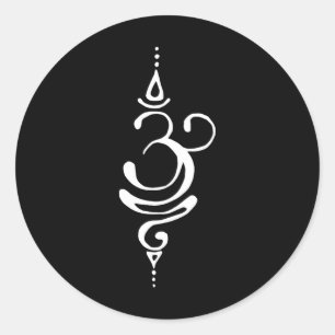 Pegatina Redonda Símbolo Om Respirar Sanskrit Antiguo Yoga Budismo 