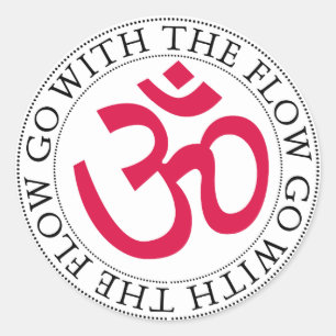 Pegatina Redonda Símbolo Om y eslogan