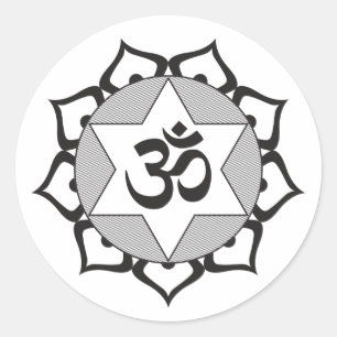 Pegatina Redonda Símbolo original de yoga negro OM