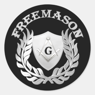 Pegatina Redonda Símbolo plateado de albañilería