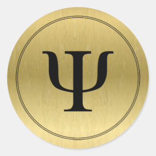 Pegatina Redonda Símbolo Psi psicólogo