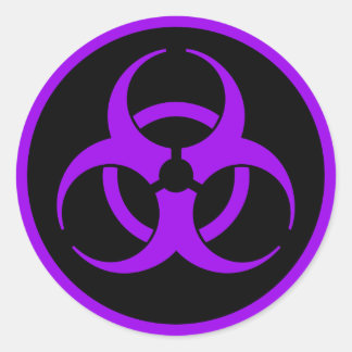 Pegatina Redonda Símbolo púrpura de Bioriesgo