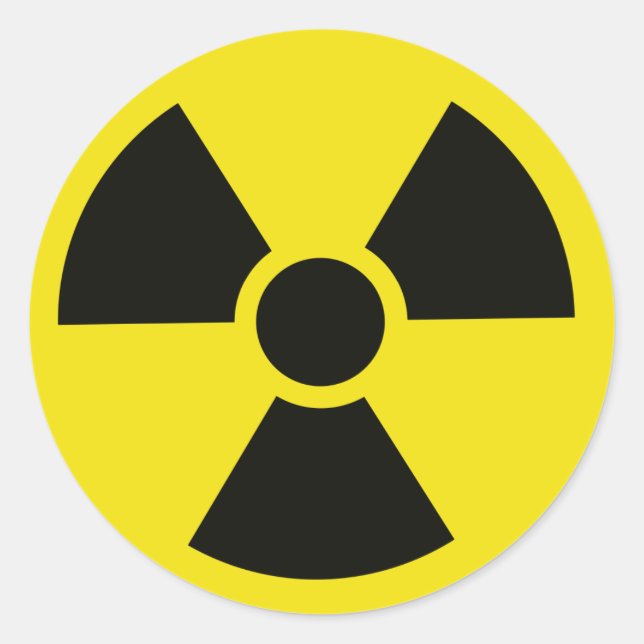 Pegatina Redonda Símbolo radiactivo (Anverso)