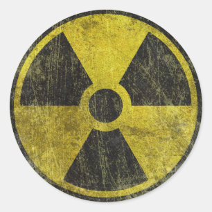 Pegatina Redonda Símbolo radiactivo de Grunge