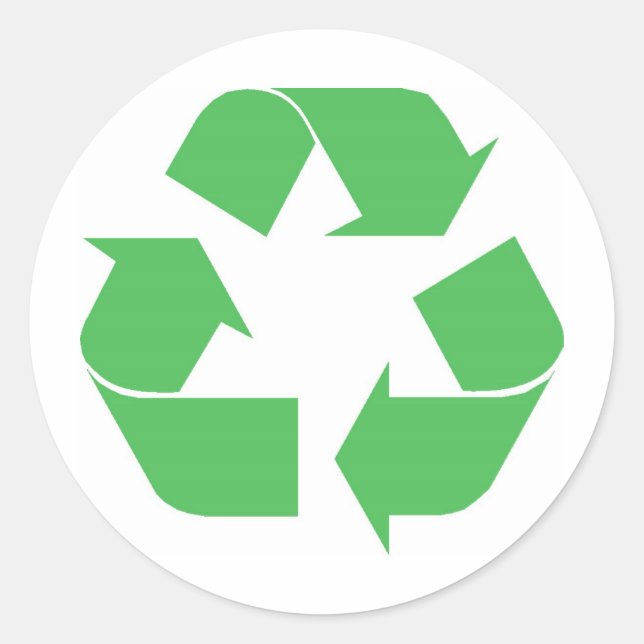 Pegatina Redonda Símbolo reciclado (Anverso)