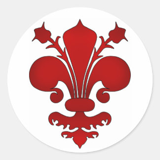 Pegatina Redonda Símbolo rojo oscuro de fleur de lis
