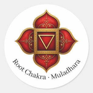 Pegatina Redonda Símbolo Sagrado del Chakra Raíz Muladhara
