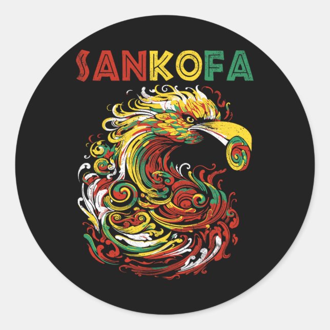 Pegatina Redonda Símbolo Sankofa Junetdecia Ghana Sankofa Adinkra (Anverso)
