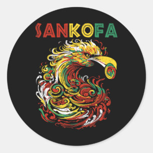 Pegatina Redonda Símbolo Sankofa Junetdecia Ghana Sankofa Adinkra