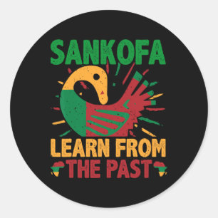 Pegatina Redonda Símbolo Sankofa y Adinkra Ghana para la Historia N