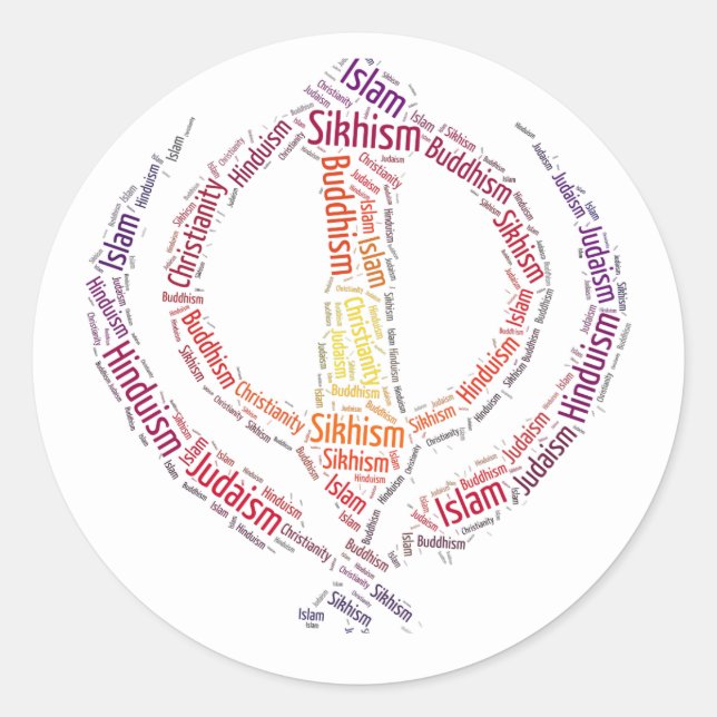Pegatina Redonda Símbolo sikh khanda diseño único (Anverso)