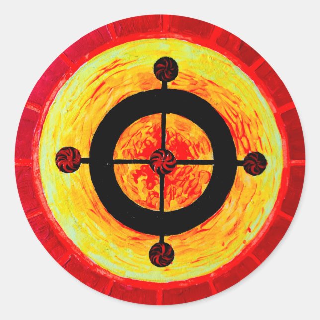 Pegatina Redonda Símbolo solar celta (Anverso)